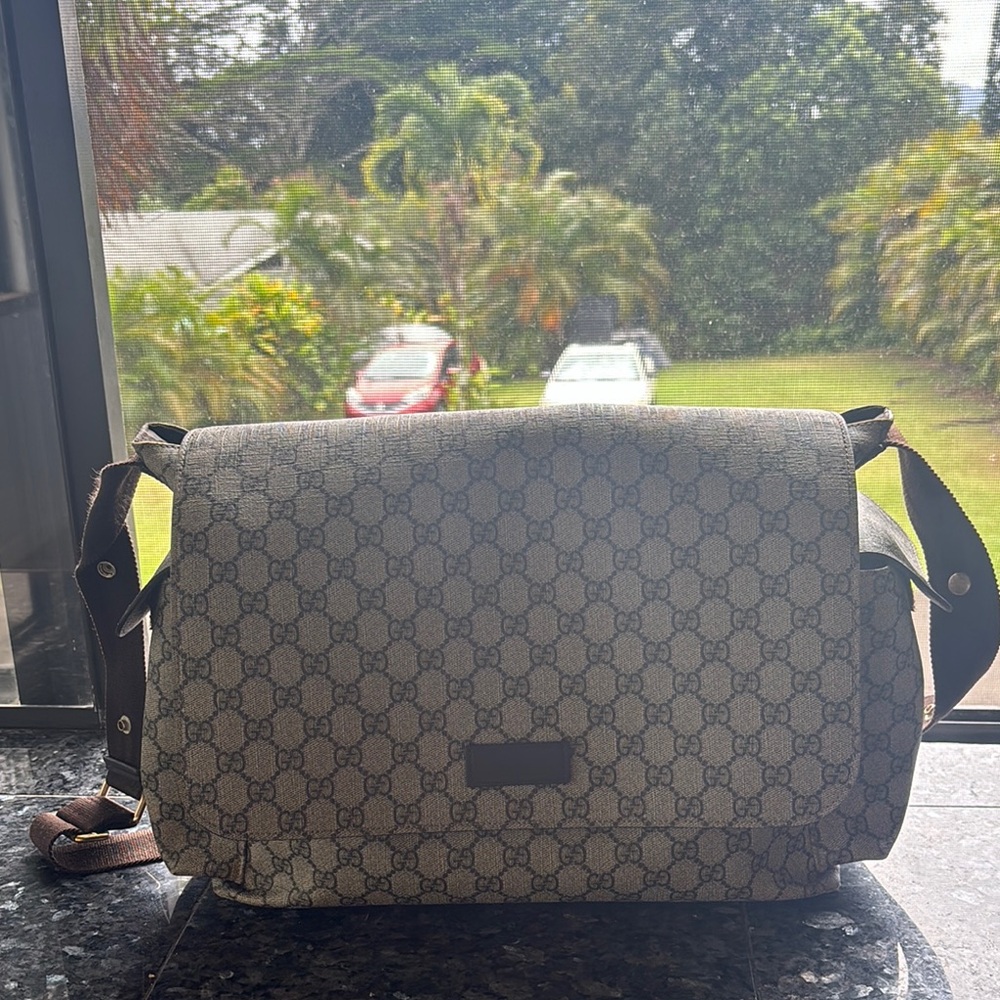 Gucci Gray Monogram Messenger Bag